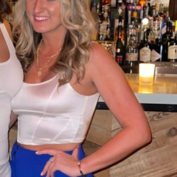 Divided Cream Satin Tank Top - Picture 1 of 4